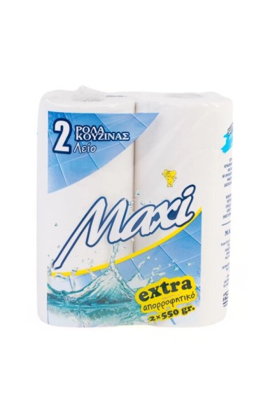 MAXI Χαρτί Κουζίνας Λείο 2Φ 2 ρολά 550γρ MAXI Χαρτί Κουζίνας Λείο 2Φ 2 ρολά 550γρ