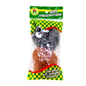 LABICO Συρματοσφουγγαράκια Πλεκτά Ασήμι & Χρυσό 2Τμχ Είδη Καθαρισμού