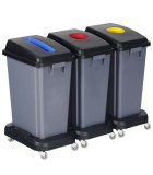 Κάδοι Ανακύκλωσης Με Καπάκι & Ρόδες 3x60Lit Εξοπλισμός - Μηχανήματα Καθαρισμού