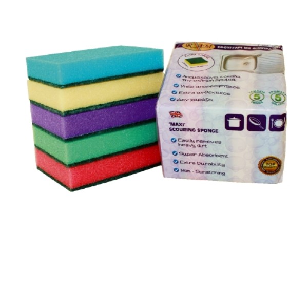 Σφουγγάρι Πιάτων 10x14εκ 5Τμχ Είδη Καθαρισμού