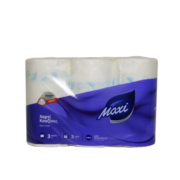 MAXI Χαρτί Κουζίνας Μικροκυψέλες 3Φ 3 ρολά 232γρ  Χαρτικά - Αναλώσιμα