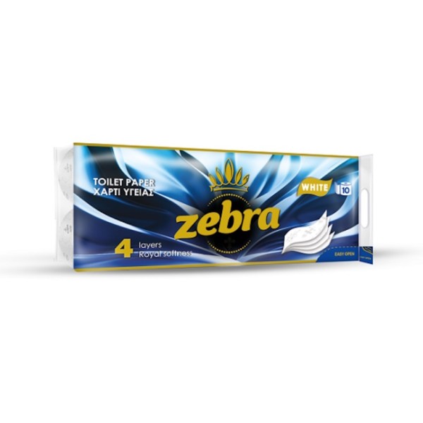 Zebra Χαρτί Υγείας 4Φ 10 Ρολά Χαρτικά - Αναλώσιμα Zebra Χαρτί Υγείας 4Φ 10 Ρολά Χαρτικά - Αναλώσιμα